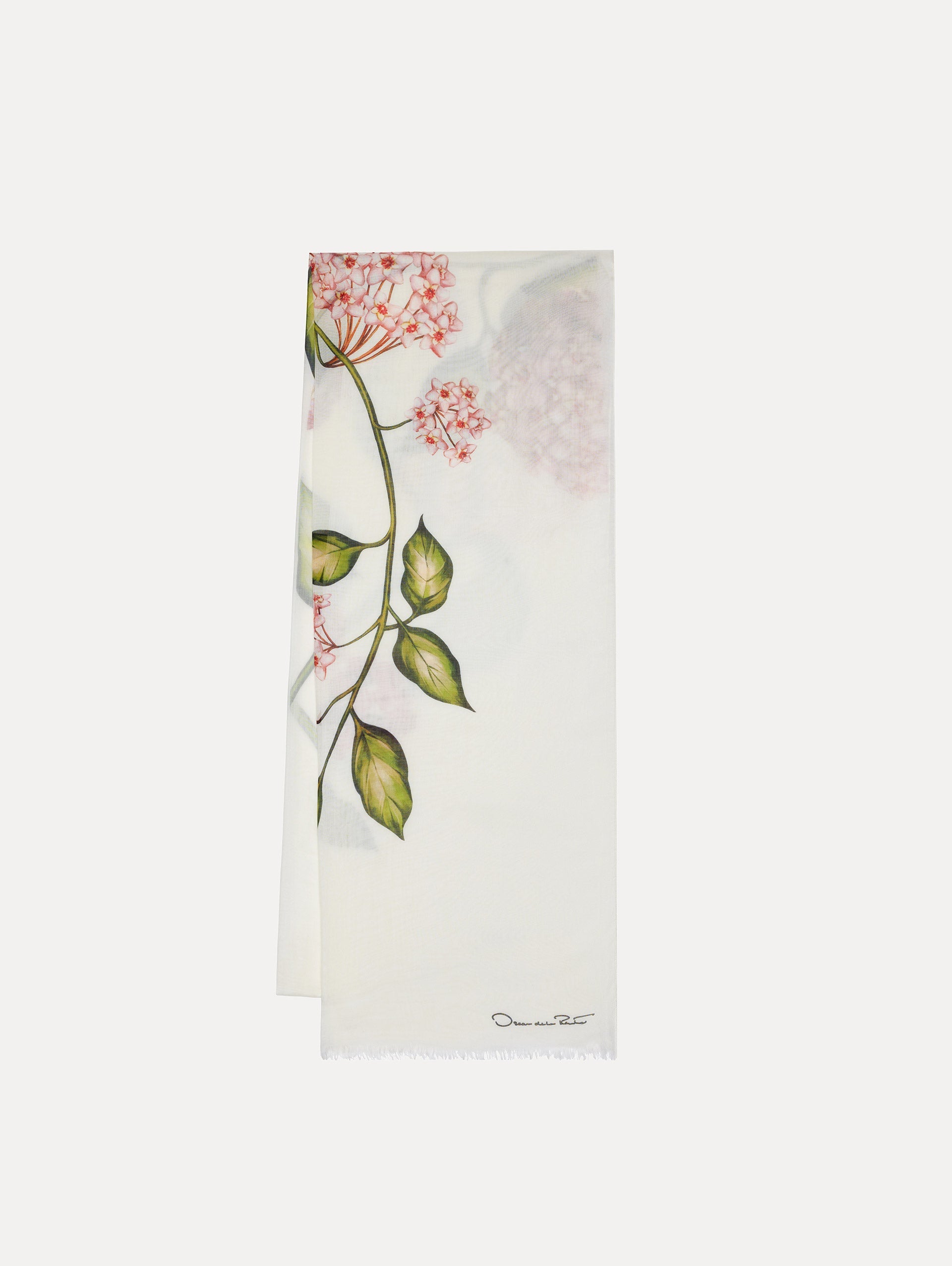 Porcelain Flower Modal Cashmere Scarf Pink/white / Oscar de la Renta