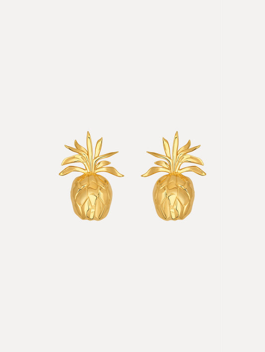 Pineapple Clip-On Earrings Gold / Oscar de la Renta