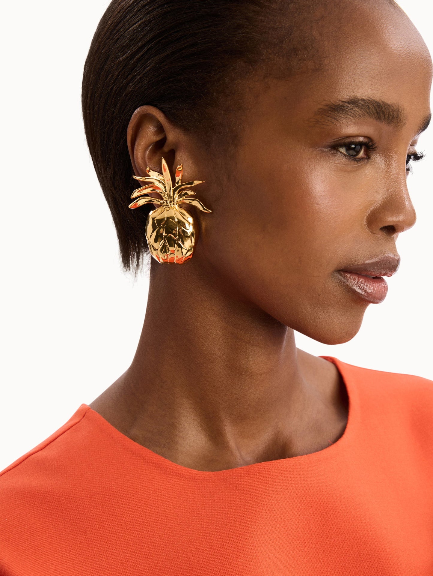 Pineapple Clip-On Earrings Gold / Oscar de la Renta