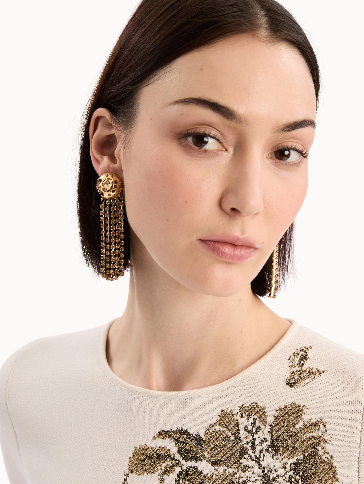 Crystal Fringe Chandelier Earrings Topaz / Oscar de la Renta