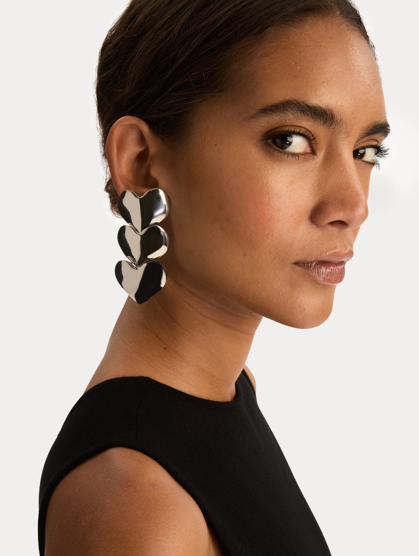 Heart Drop Clip-On Earrings Silver / Oscar de la Renta