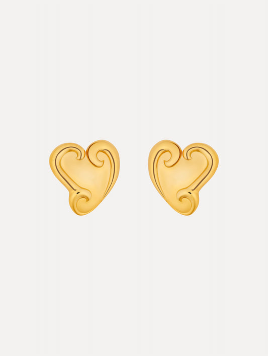 Swirl Heart Clip-On Earrings Gold / Oscar de la Renta