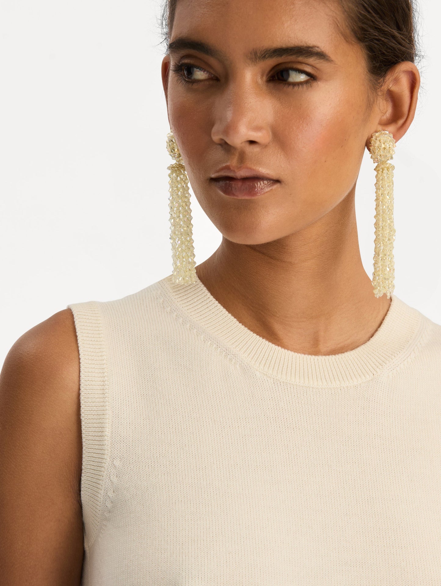 Tassel Clip-On Earrings Pale yellow / Oscar de la Renta