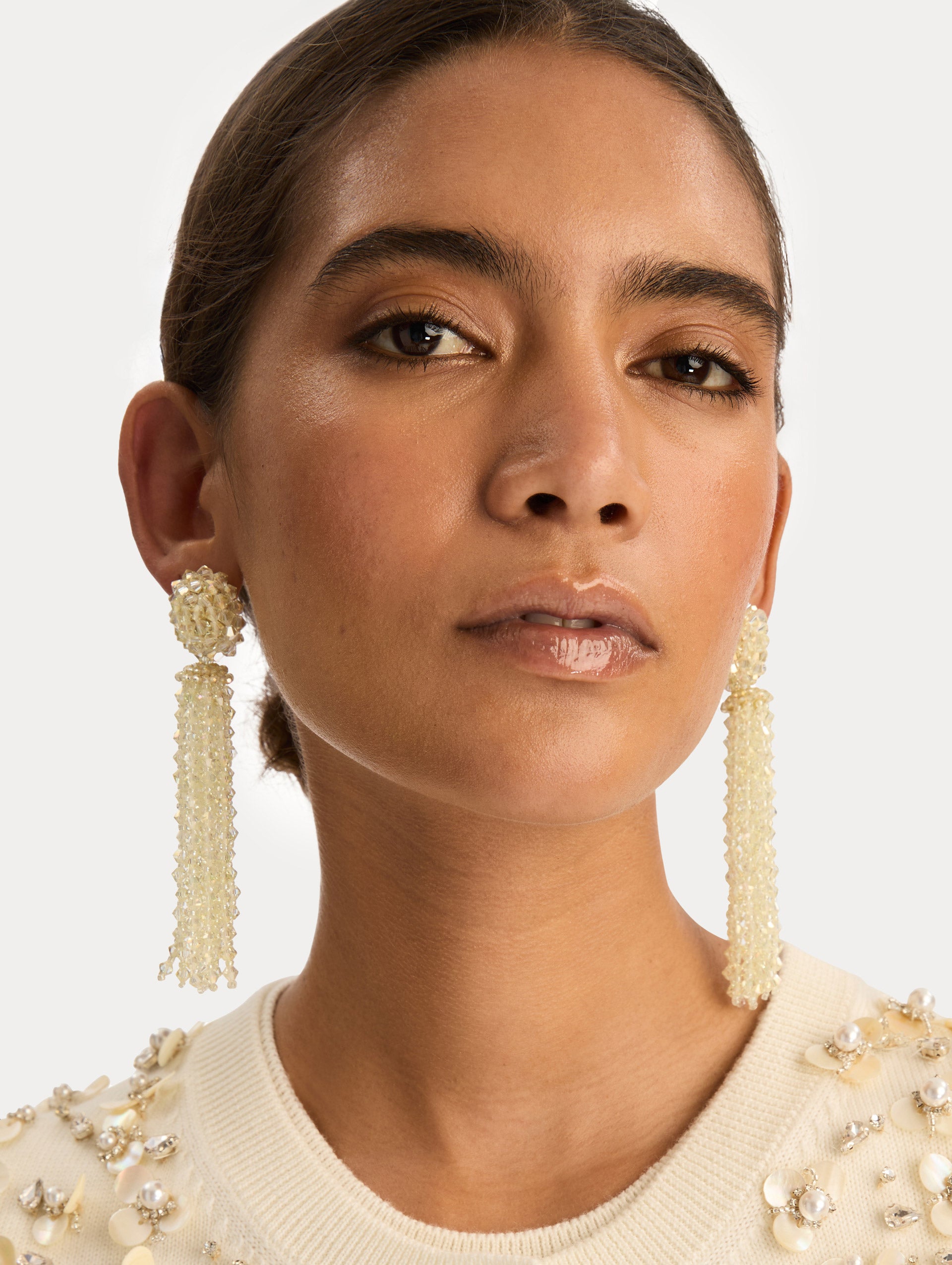 Tassel Clip-On Earrings Pale yellow / Oscar de la Renta