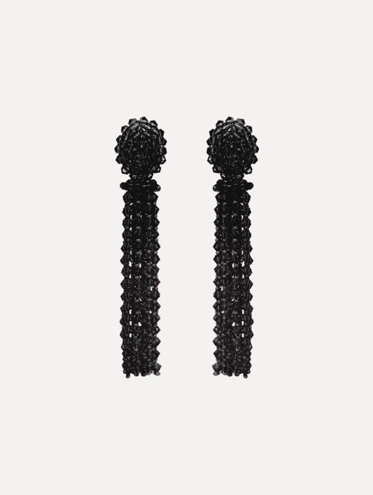 Tassel Clip-On Earrings Jet / Oscar de la Renta