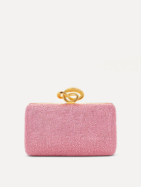 Crystal Pavé Knot Minaudière Pink / Oscar de la Renta