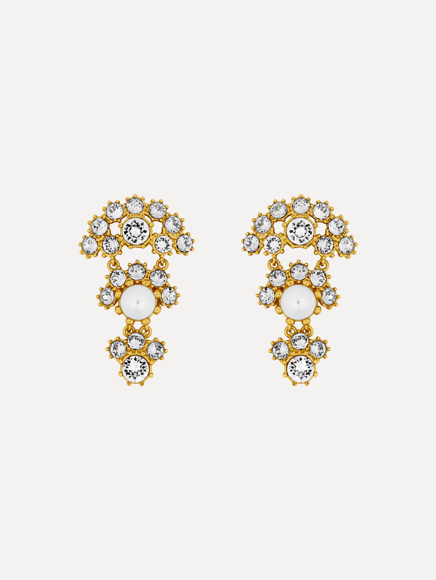 Faceted Crystal Arch Drop Earrings Pearl / Oscar de la Renta