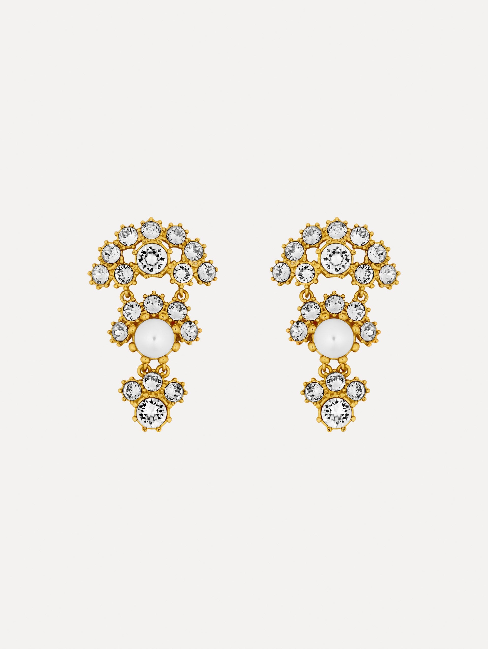 Faceted Crystal Arch Drop Earrings Pearl / Oscar de la Renta