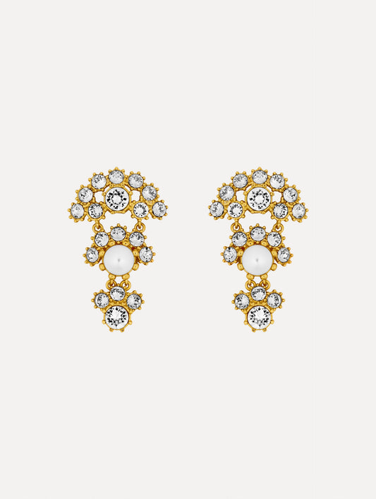 Faceted Crystal Arch Drop Earrings Pearl / Oscar de la Renta