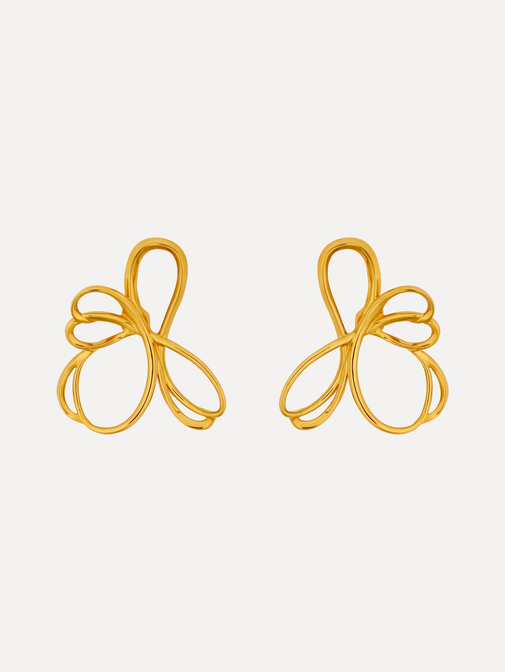 Threaded Flower Asymmetrical Clip-On Earrings Gold / Oscar de la Renta