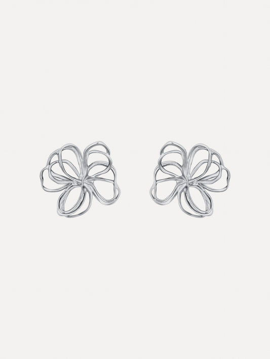 Threaded Flower Earrings Silver / Oscar de la Renta