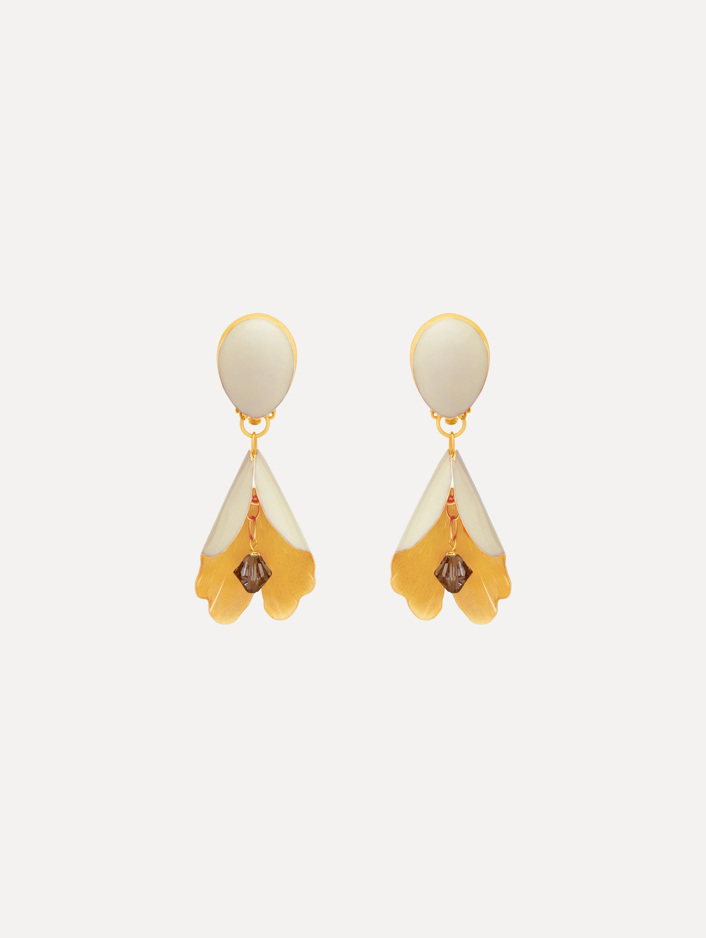 Enamel Bellflower Clip-On Earrings Ivory / Oscar de la Renta