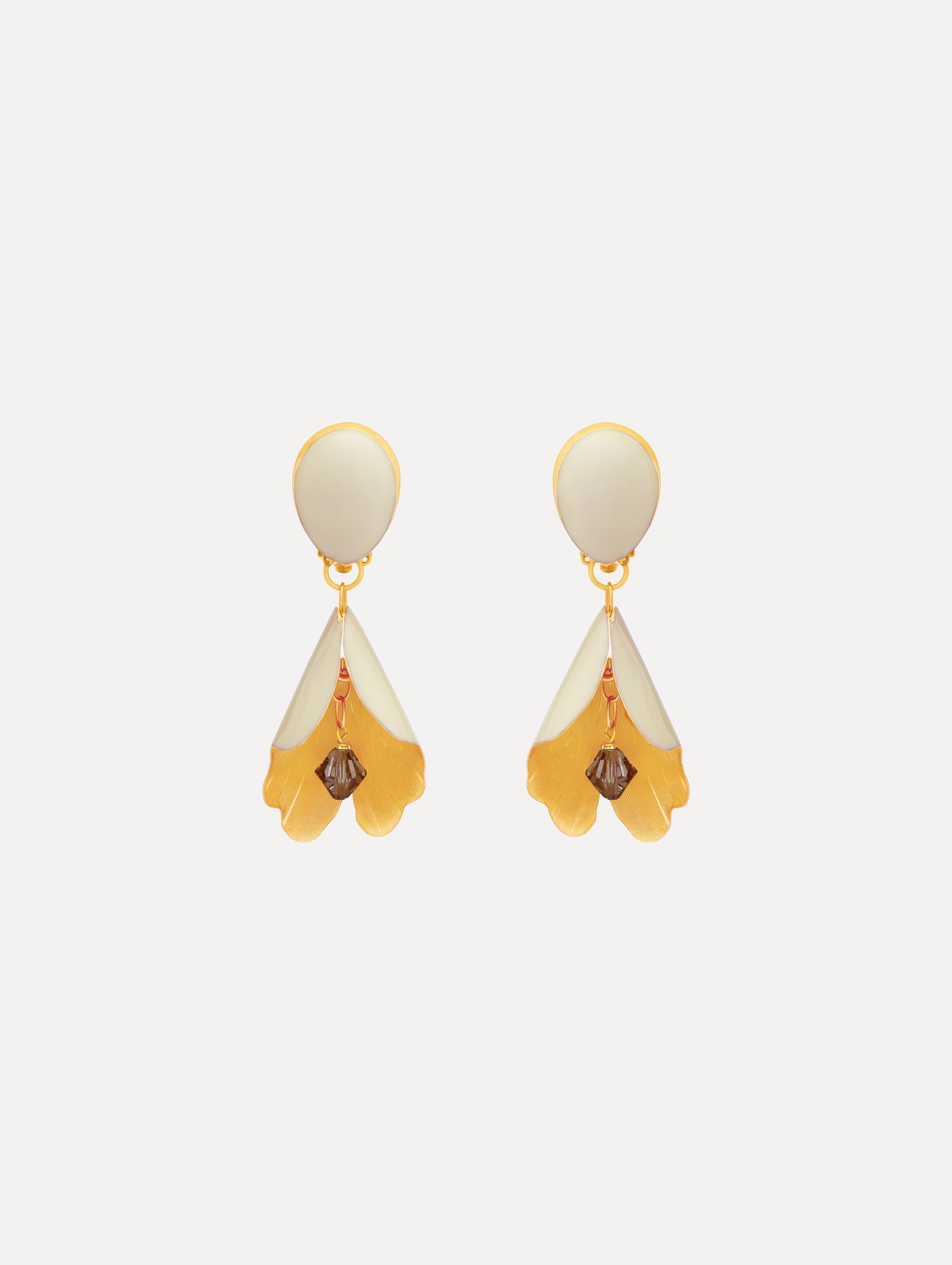 Enamel Bellflower Clip-On Earrings Ivory / Oscar de la Renta