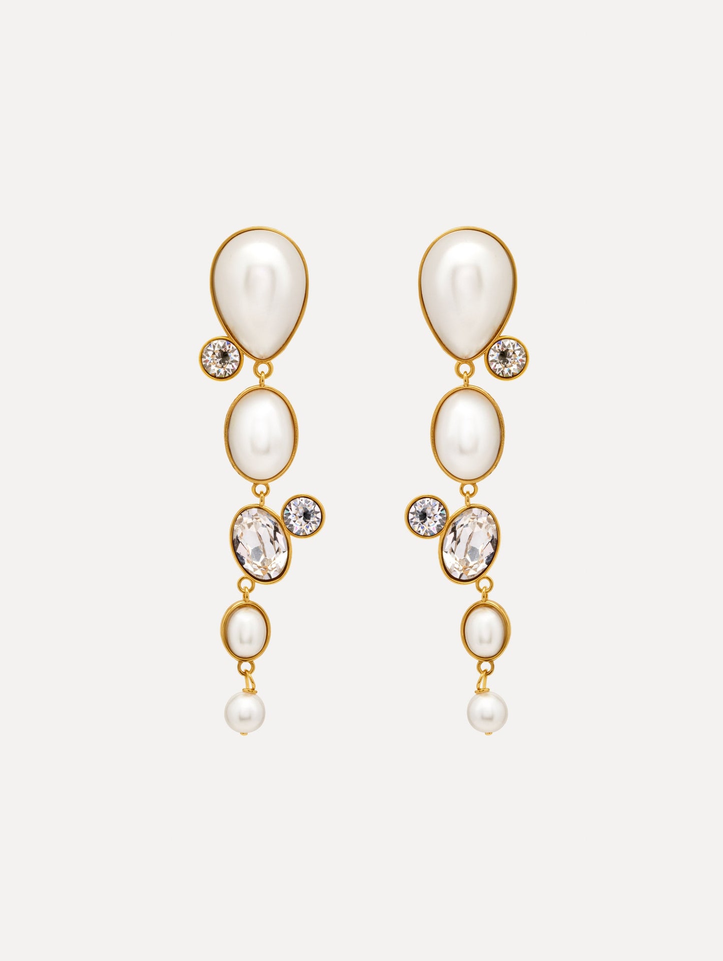 Pearls & Rhinestones Drop Clip-On Earrings Pearl / Oscar de la Renta