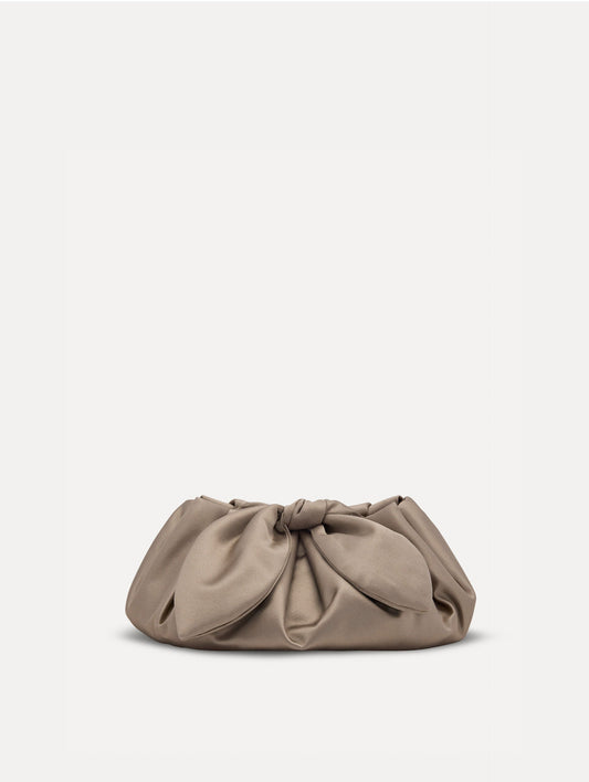 Mini Satin Bow Clutch Taupe / Oscar de la Renta