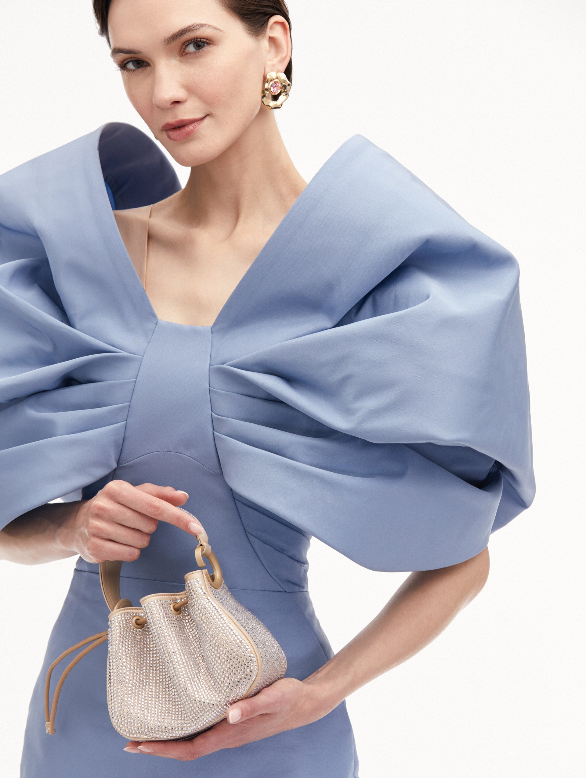 Nano Crystal Pavé O Handle Bag Champagne / Oscar de la Renta