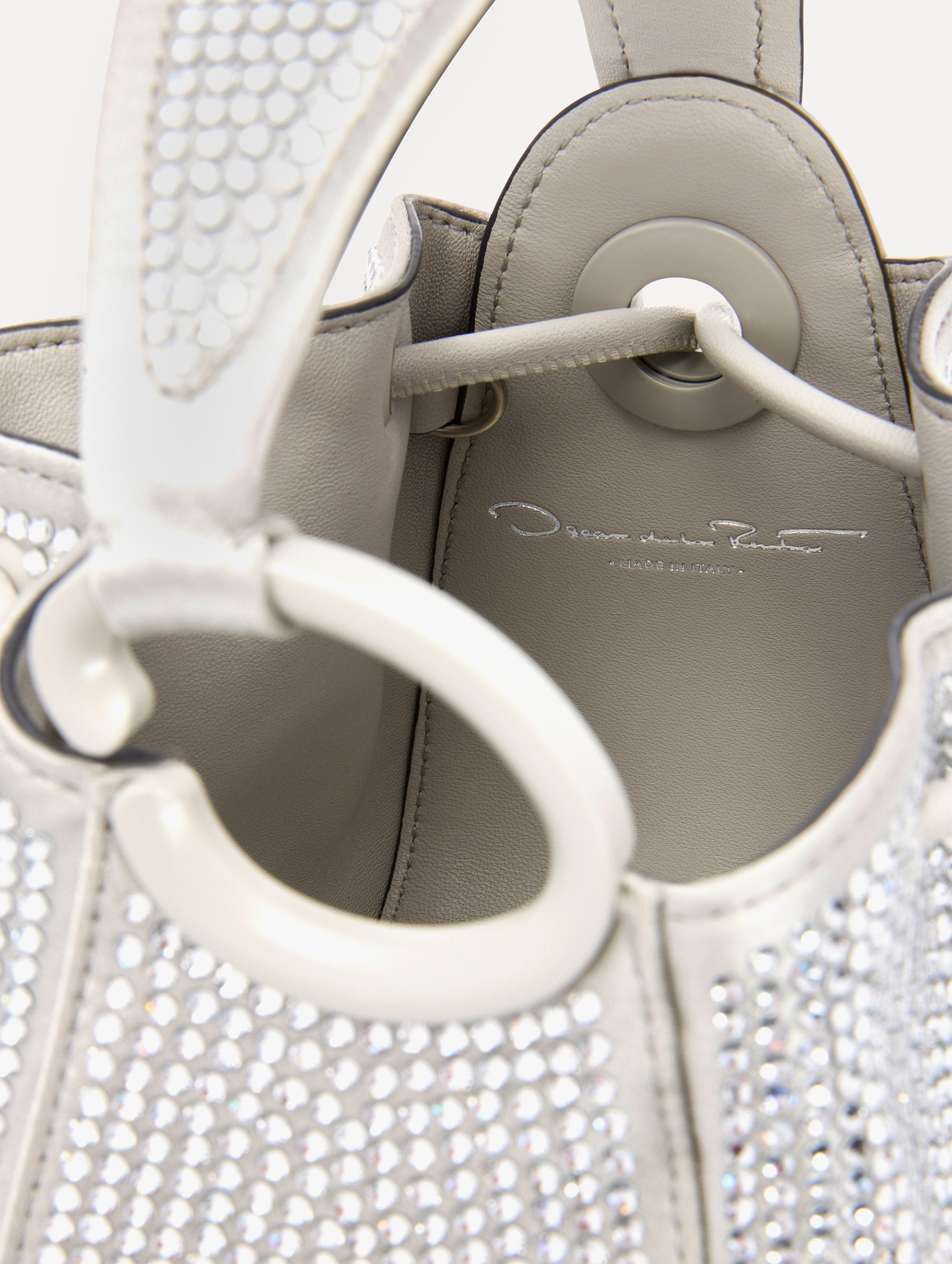 Nano Crystal Pavé O Handle Bag Silver / Oscar de la Renta