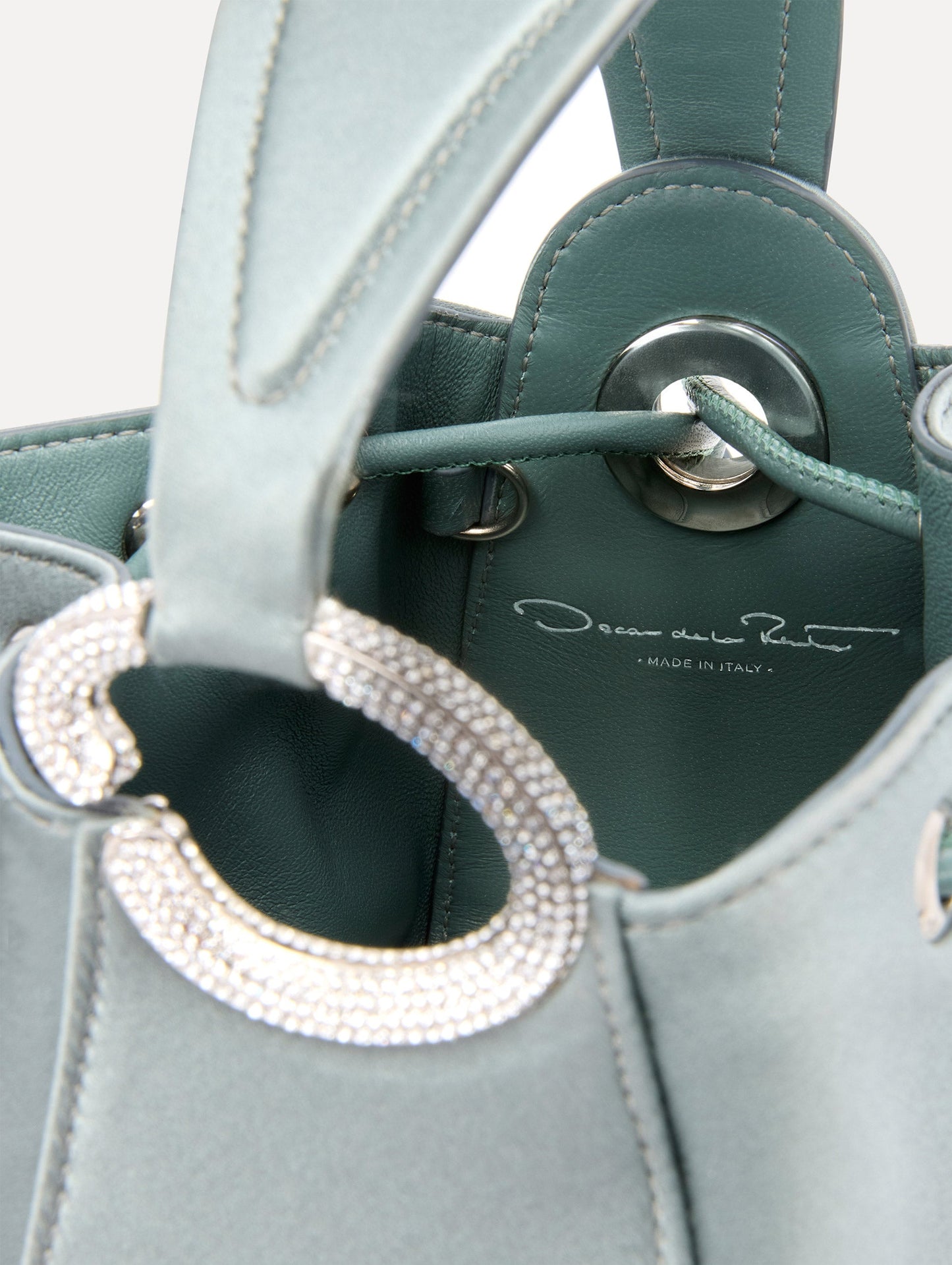 Crystal Pavé Nano O Handle Bag Steel / Oscar de la Renta