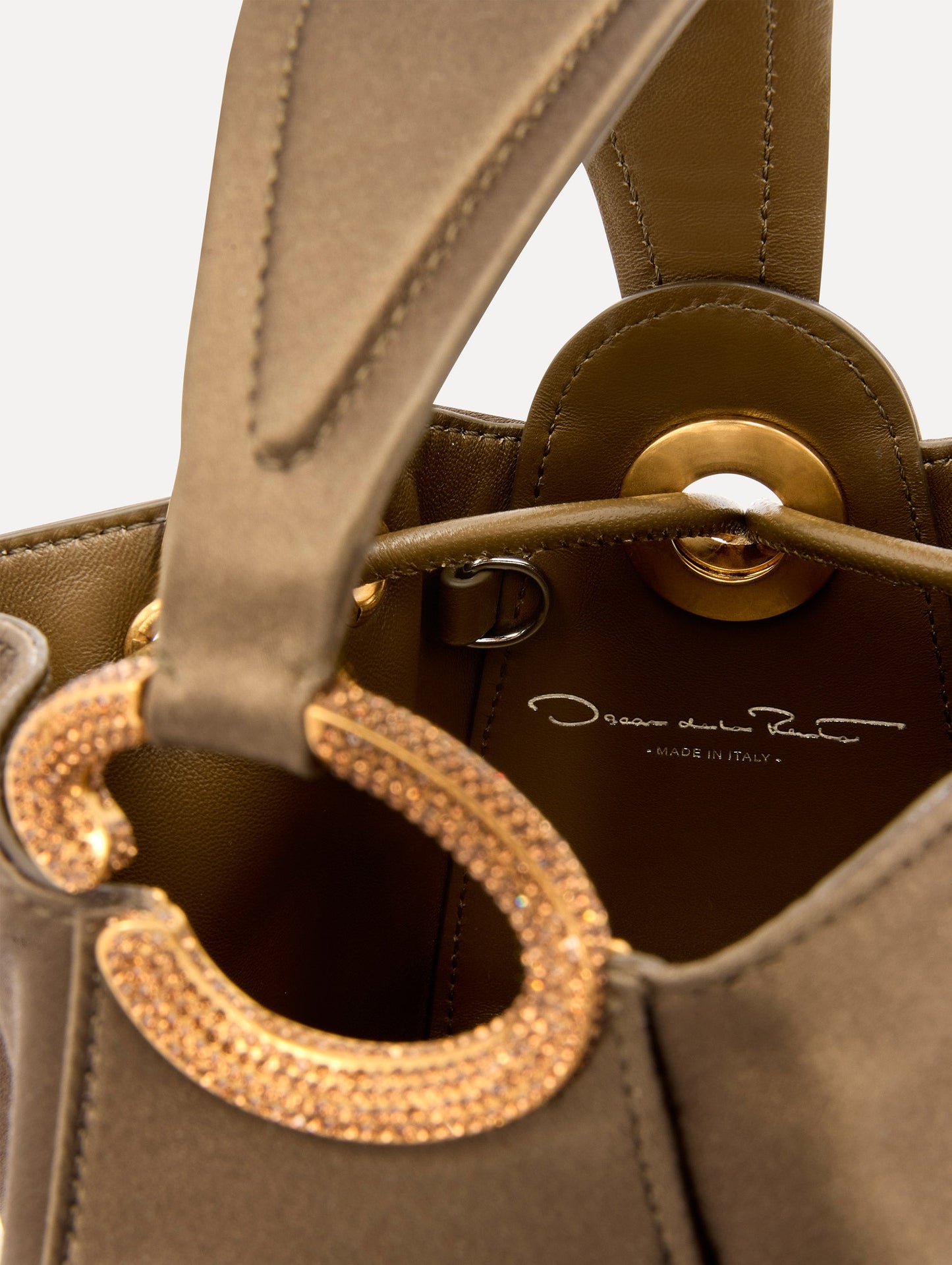 Crystal Pavé Nano O Handle Bag Khaki / Oscar de la Renta