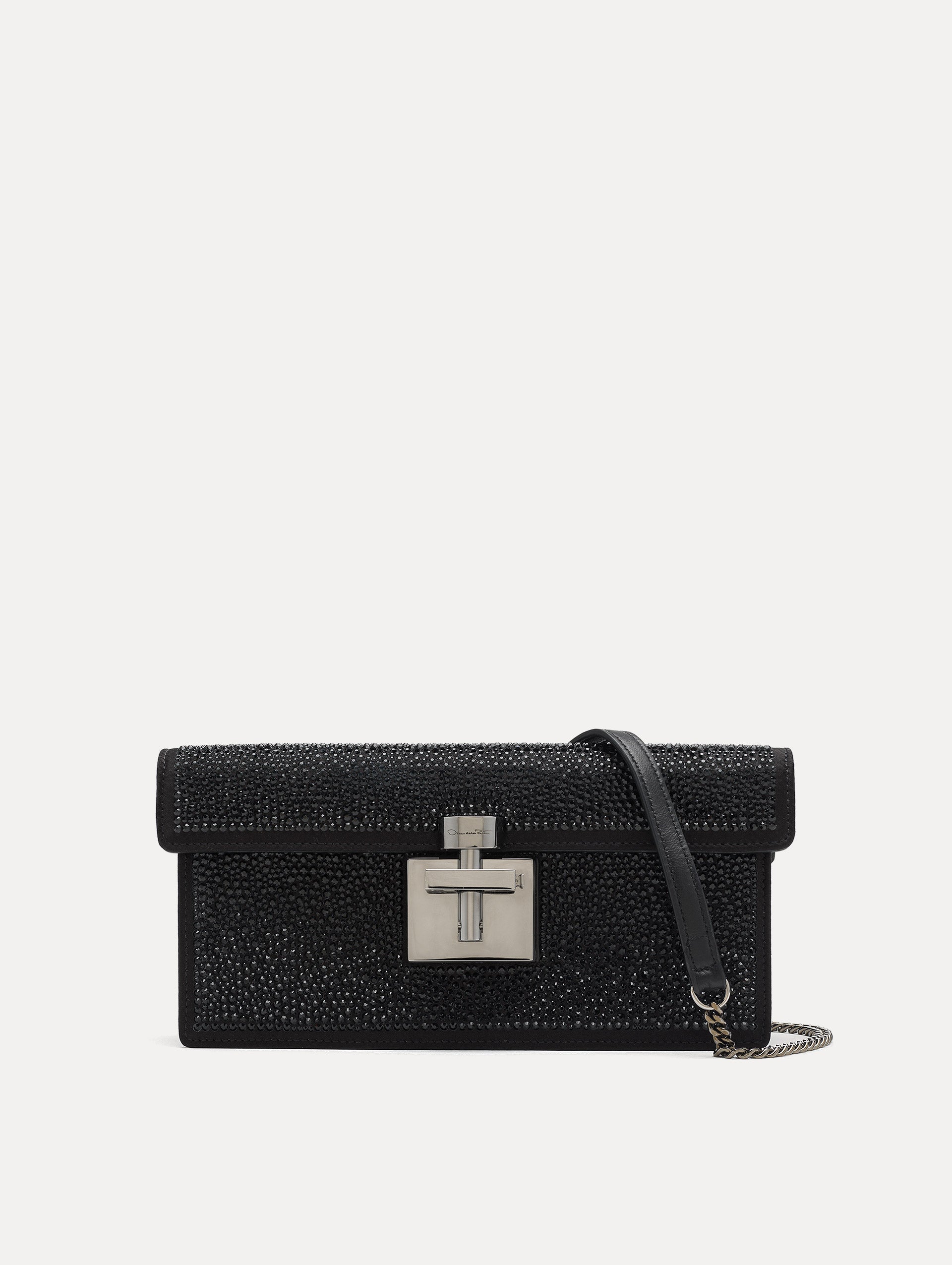 Crystal Pavé Alibi Clutch Black / Oscar de la Renta