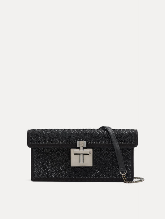 Crystal Pavé Alibi Clutch Black / Oscar de la Renta