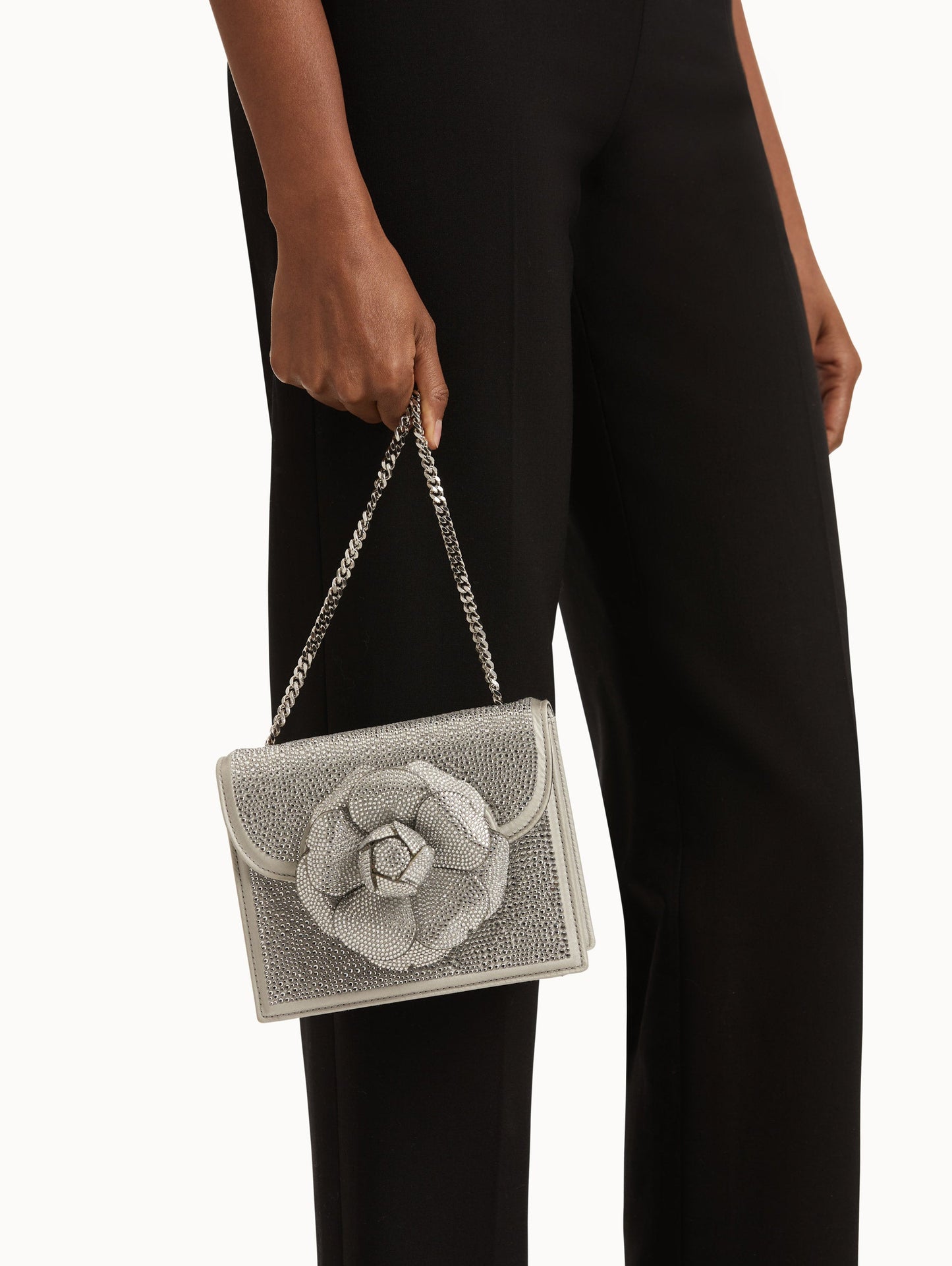 Crystal Pavé Mini TRO Bag Silver / Oscar de la Renta