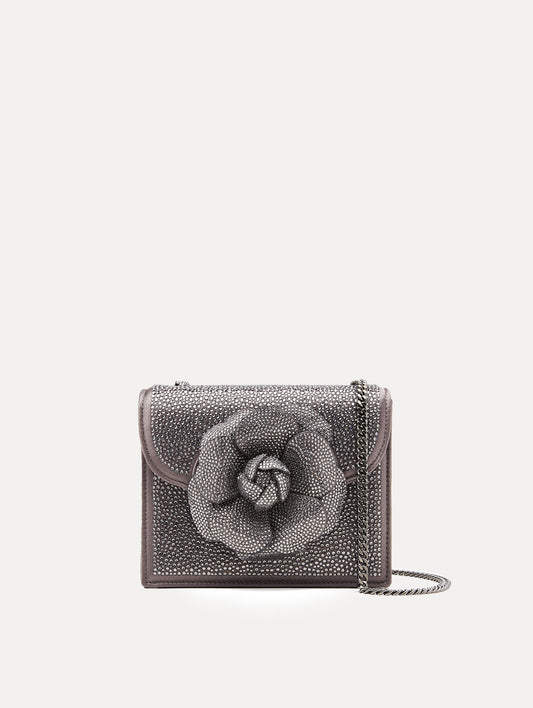 Crystal Pavé Mini TRO Bag Smoke gunmetal / Oscar de la Renta
