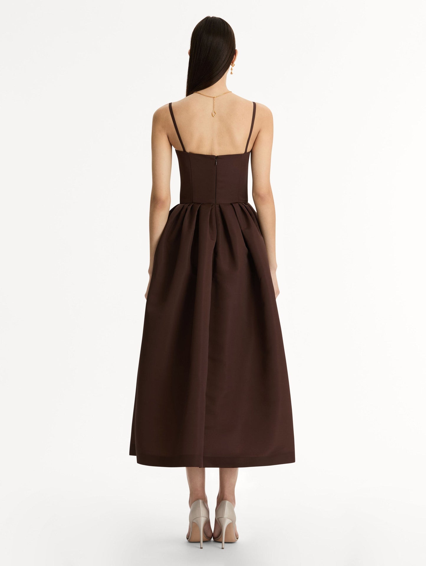 Chiné Cyclamen Faille Cocktail Dress White/mahogany / Oscar de la Renta