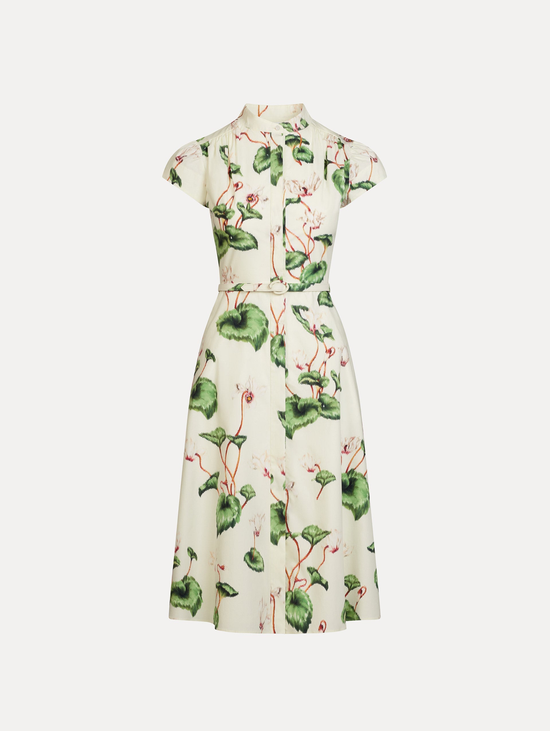 Chiné Cyclamen Cotton Poplin Cap Sleeve Dress White/ivory / Oscar de la Renta