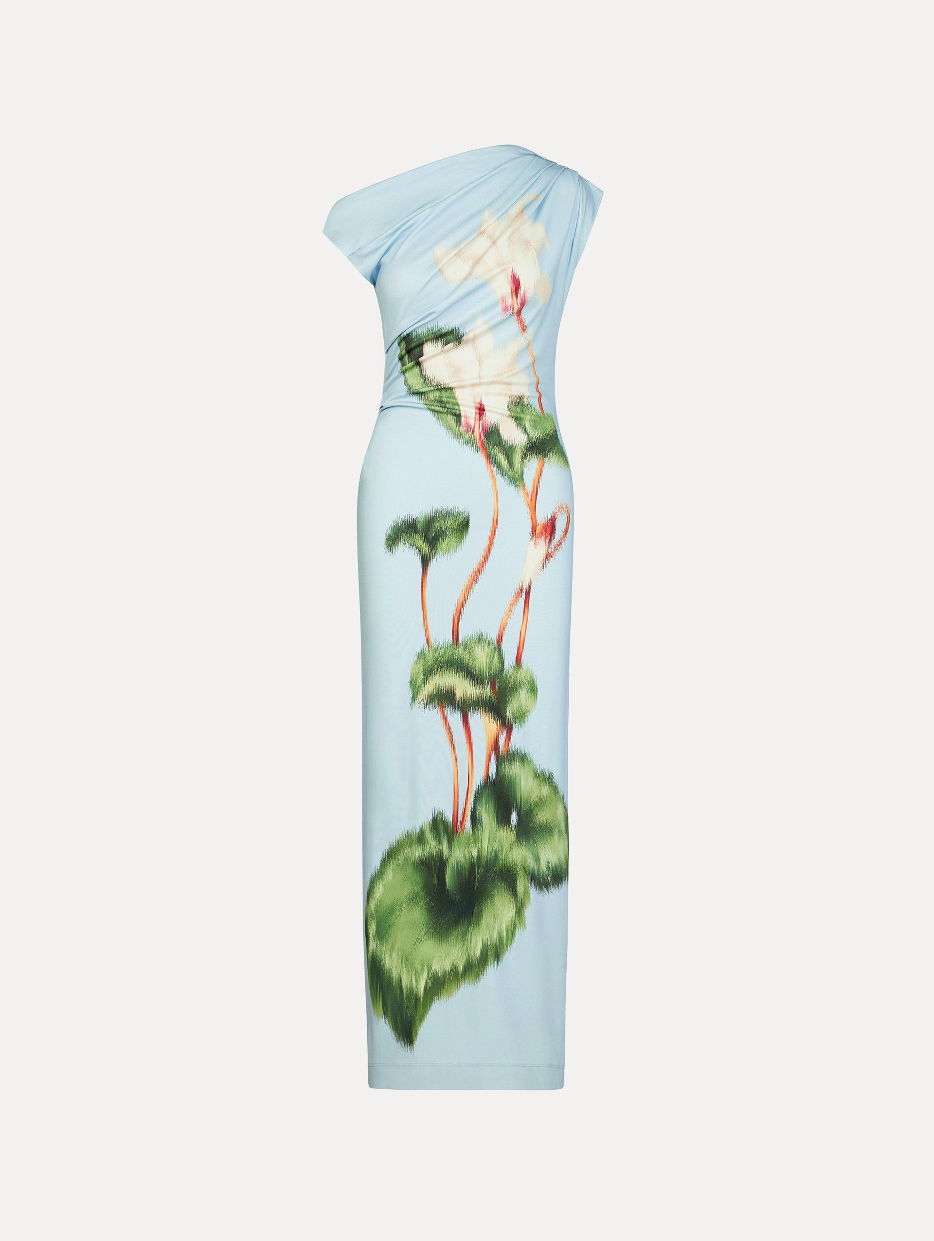 Chiné Cyclamen Jersey Dress White/light blue / Oscar de la Renta