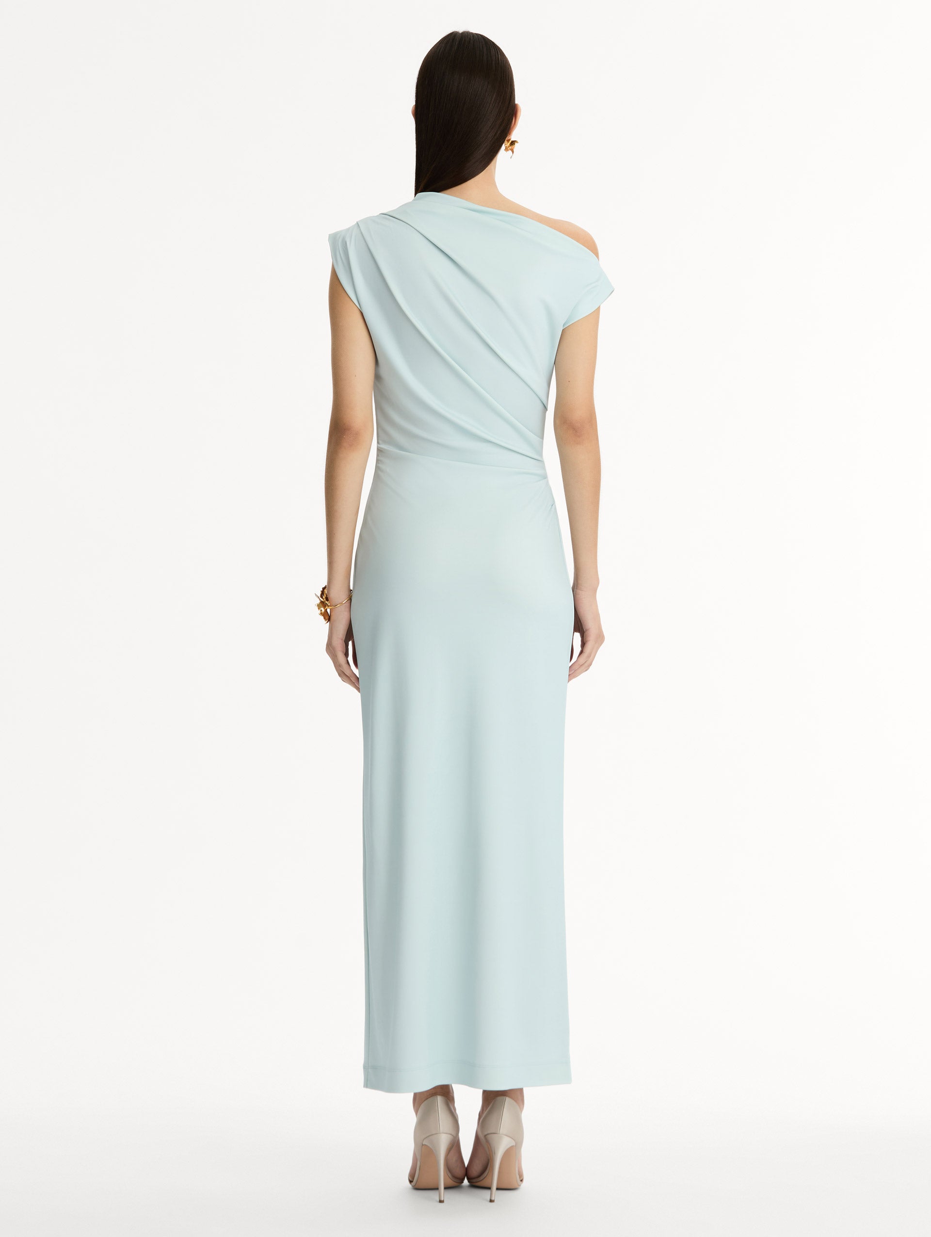 Chiné Cyclamen Jersey Dress White/light blue / Oscar de la Renta