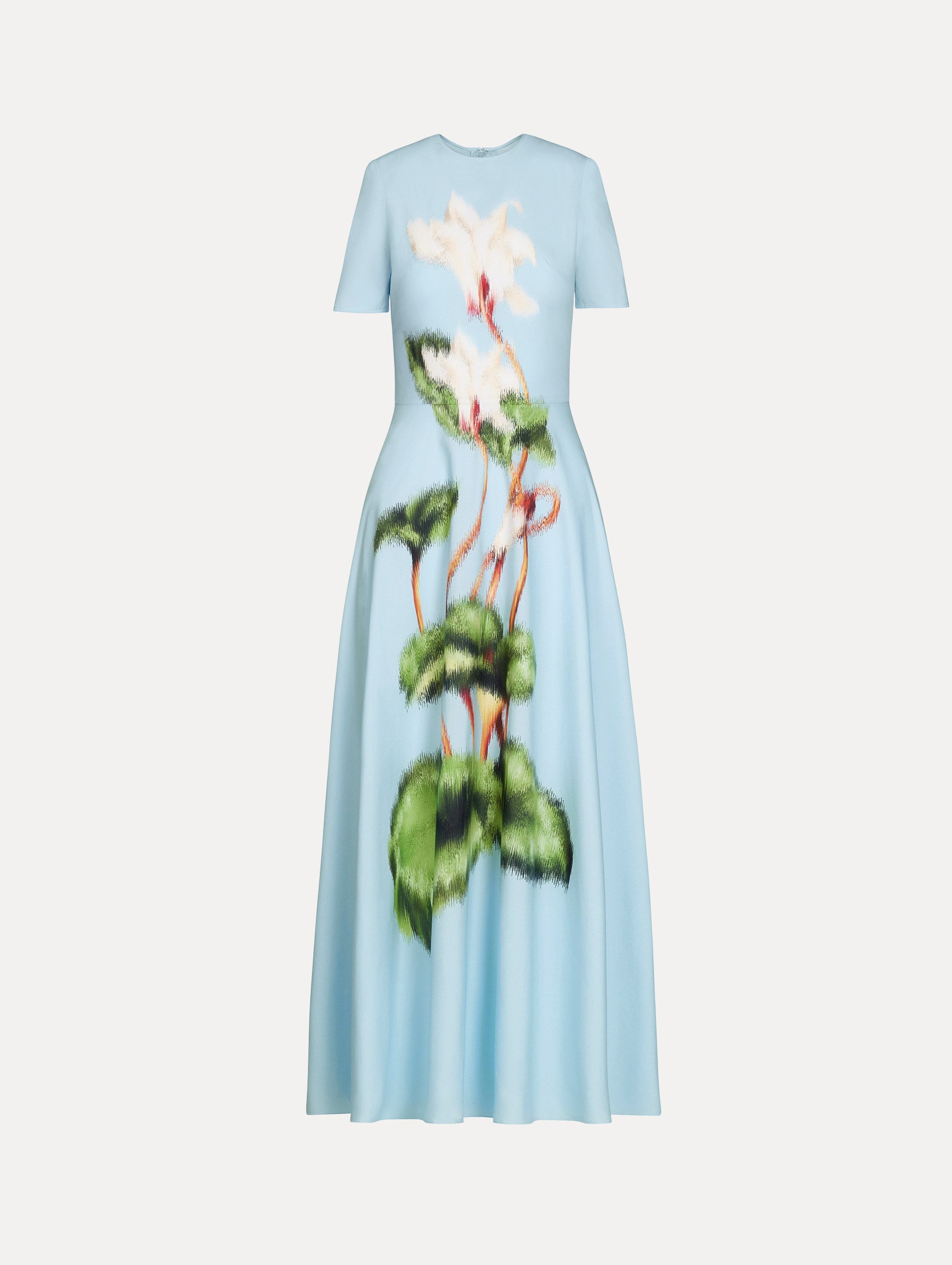 Chiné Cyclamen Cotton Poplin Dress White/light blue / Oscar de la Renta