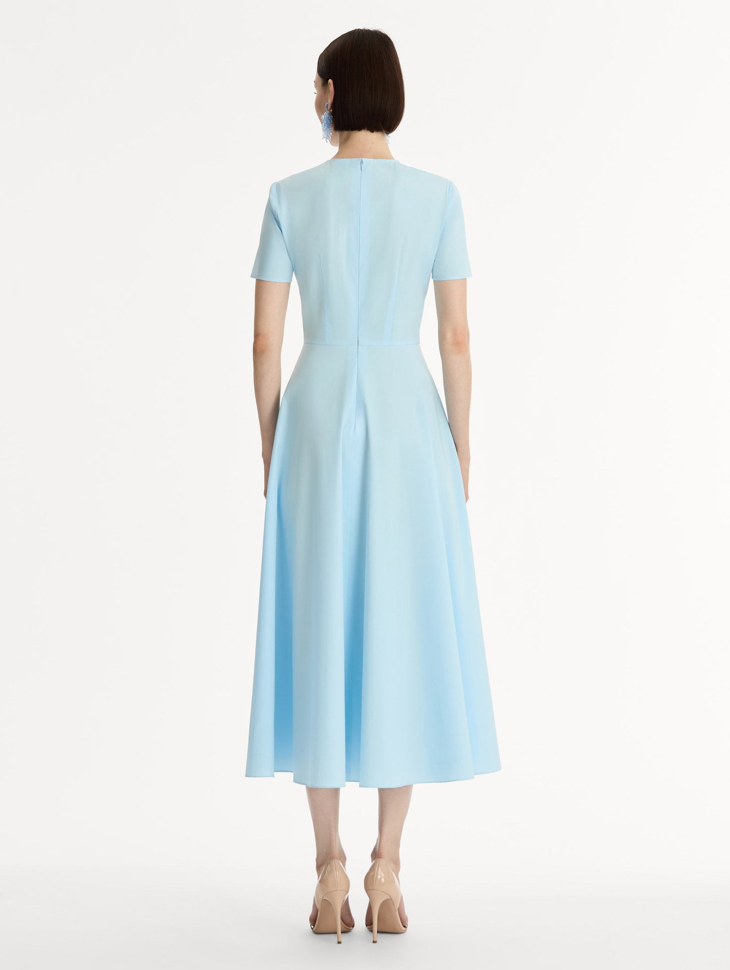 Chiné Cyclamen Cotton Poplin Dress White/light blue / Oscar de la Renta