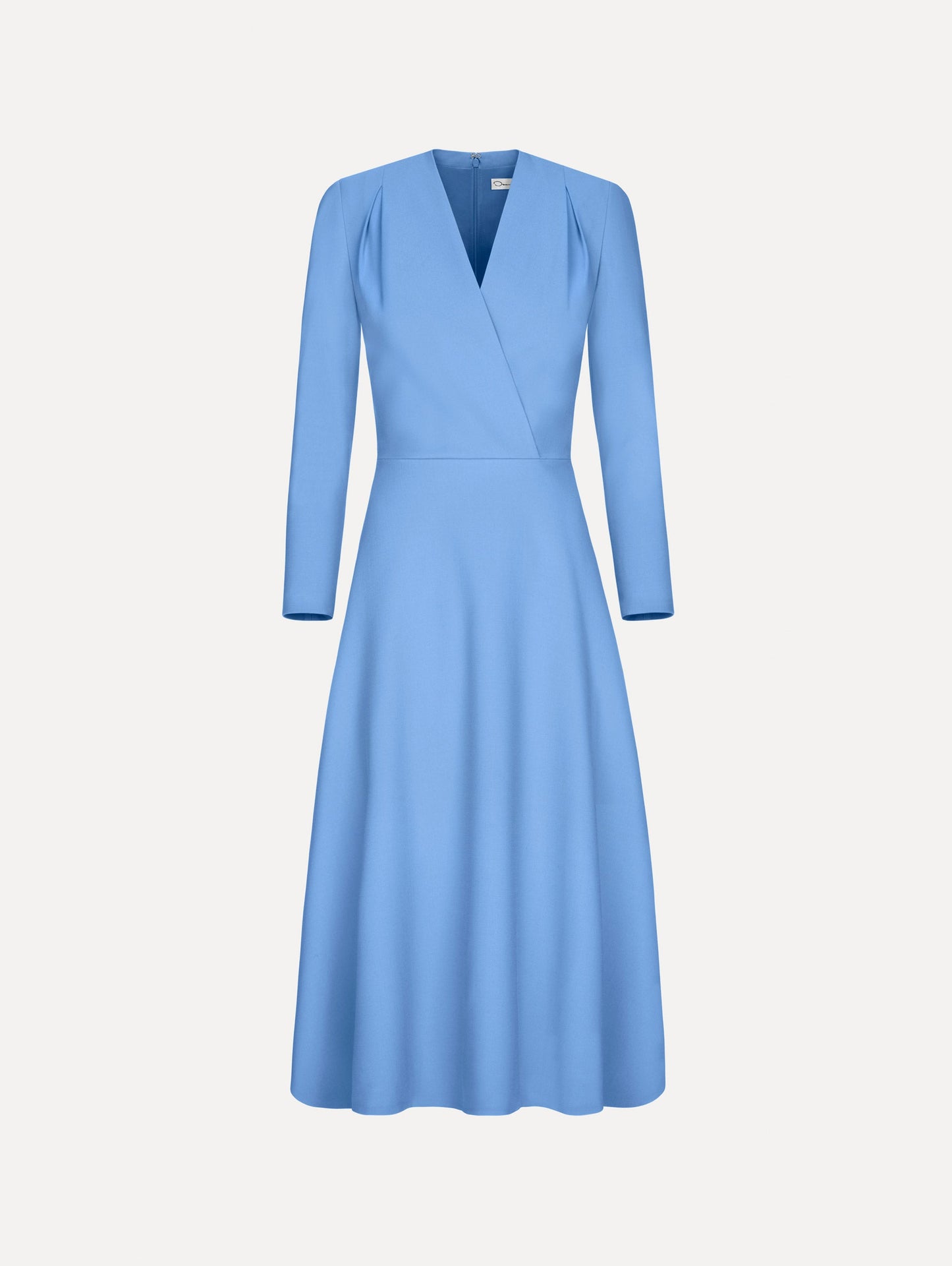 Wool-Blend Long-Sleeve Dress Hydrangea / Oscar de la Renta