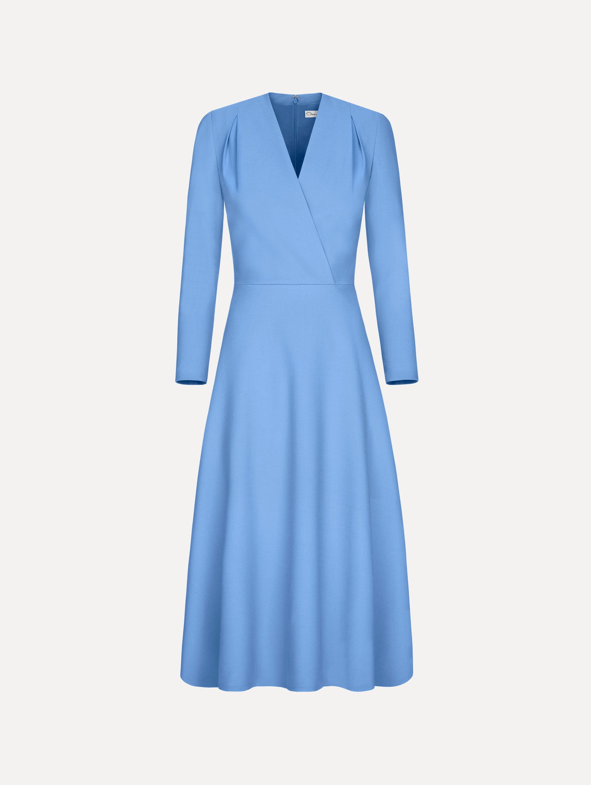 Wool-Blend Long-Sleeve Dress Hydrangea / Oscar de la Renta