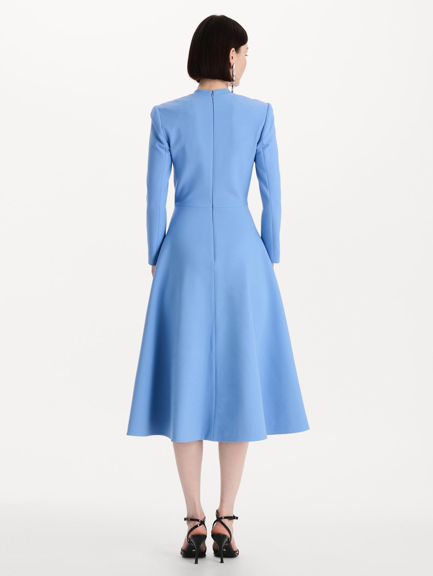 Wool-Blend Long-Sleeve Dress Hydrangea / Oscar de la Renta