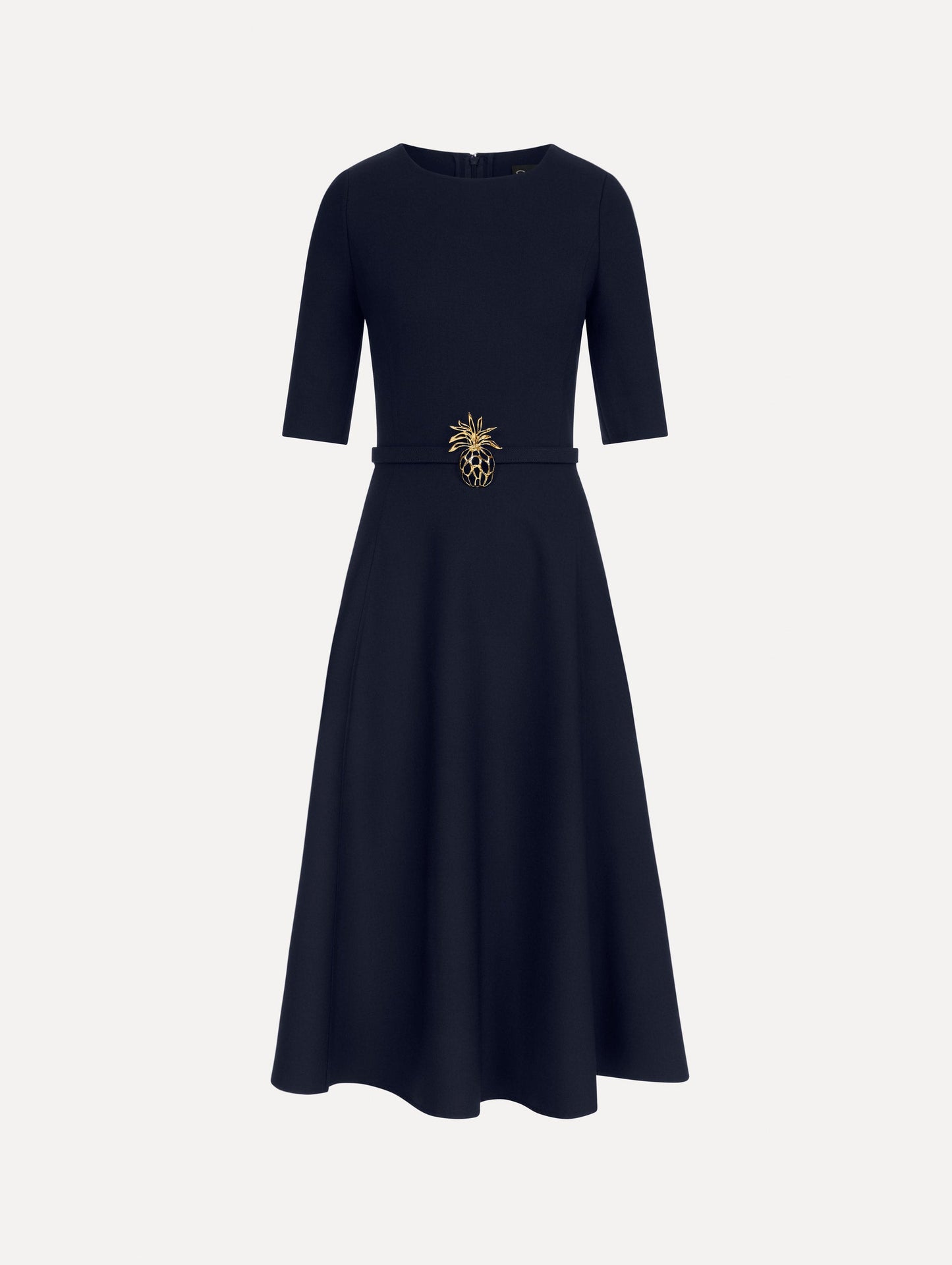 Pineapple Belt Wool Dress Navy / Oscar de la Renta