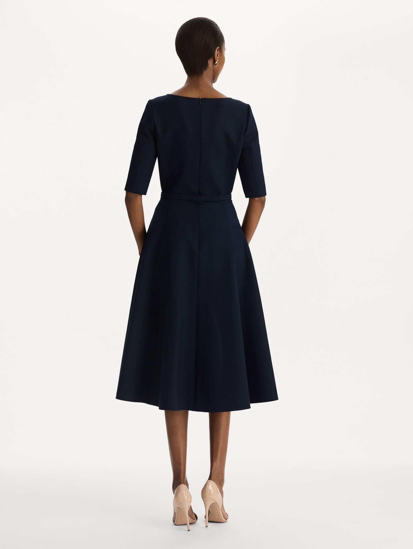 Pineapple Belt Wool Dress Navy / Oscar de la Renta