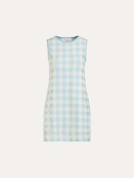 Gingham Jacquard Shift Dress Ice/white / Oscar de la Renta