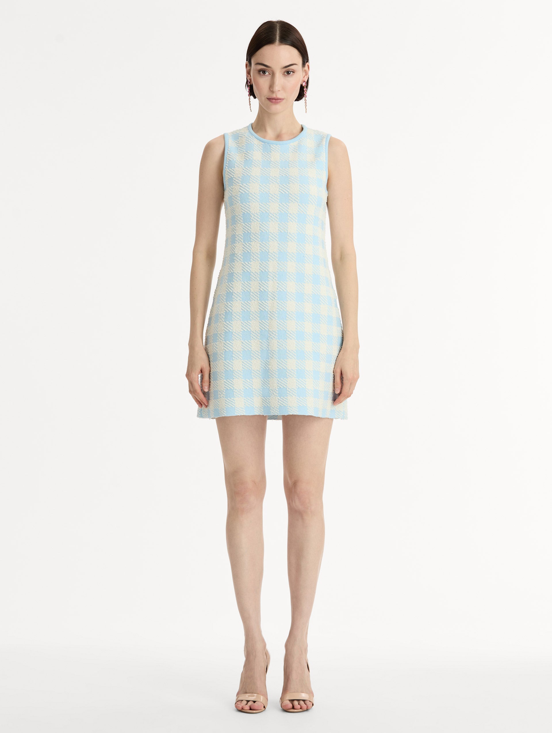 Gingham Jacquard Shift Dress Ice/white / Oscar de la Renta