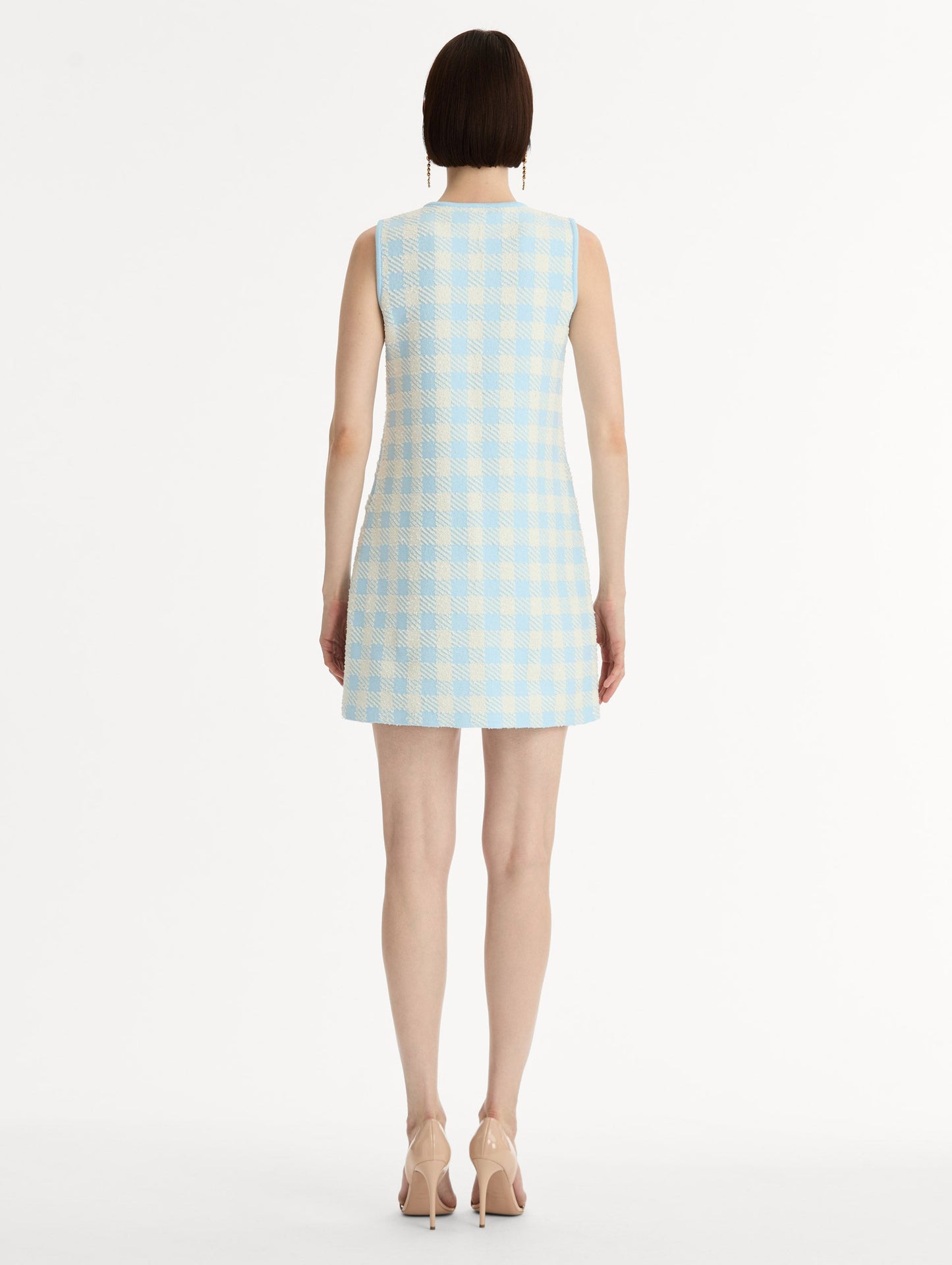 Gingham Jacquard Shift Dress Ice/white / Oscar de la Renta