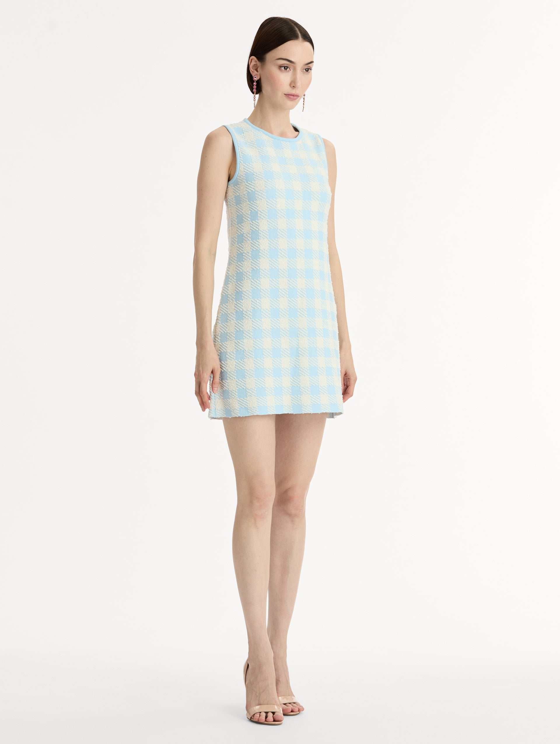 Gingham Jacquard Shift Dress Ice/white / Oscar de la Renta