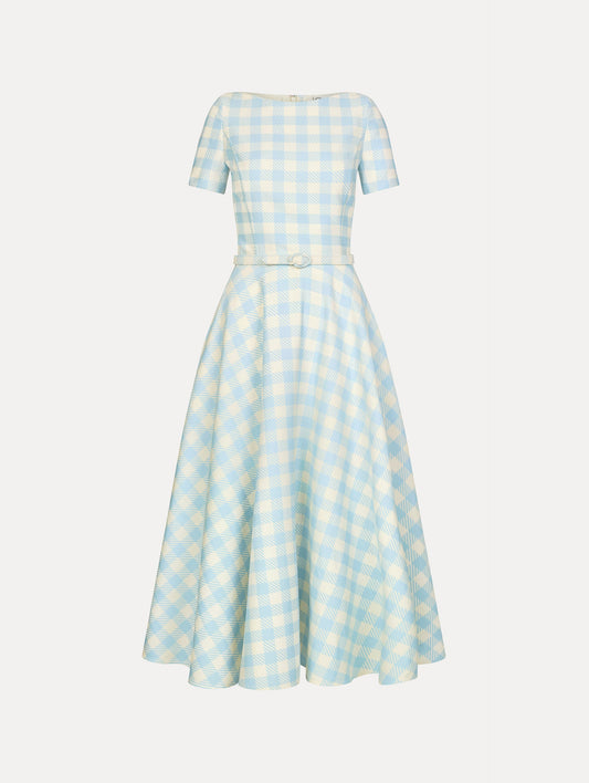 Gingham Wool-Blend Dress Ice/white / Oscar de la Renta