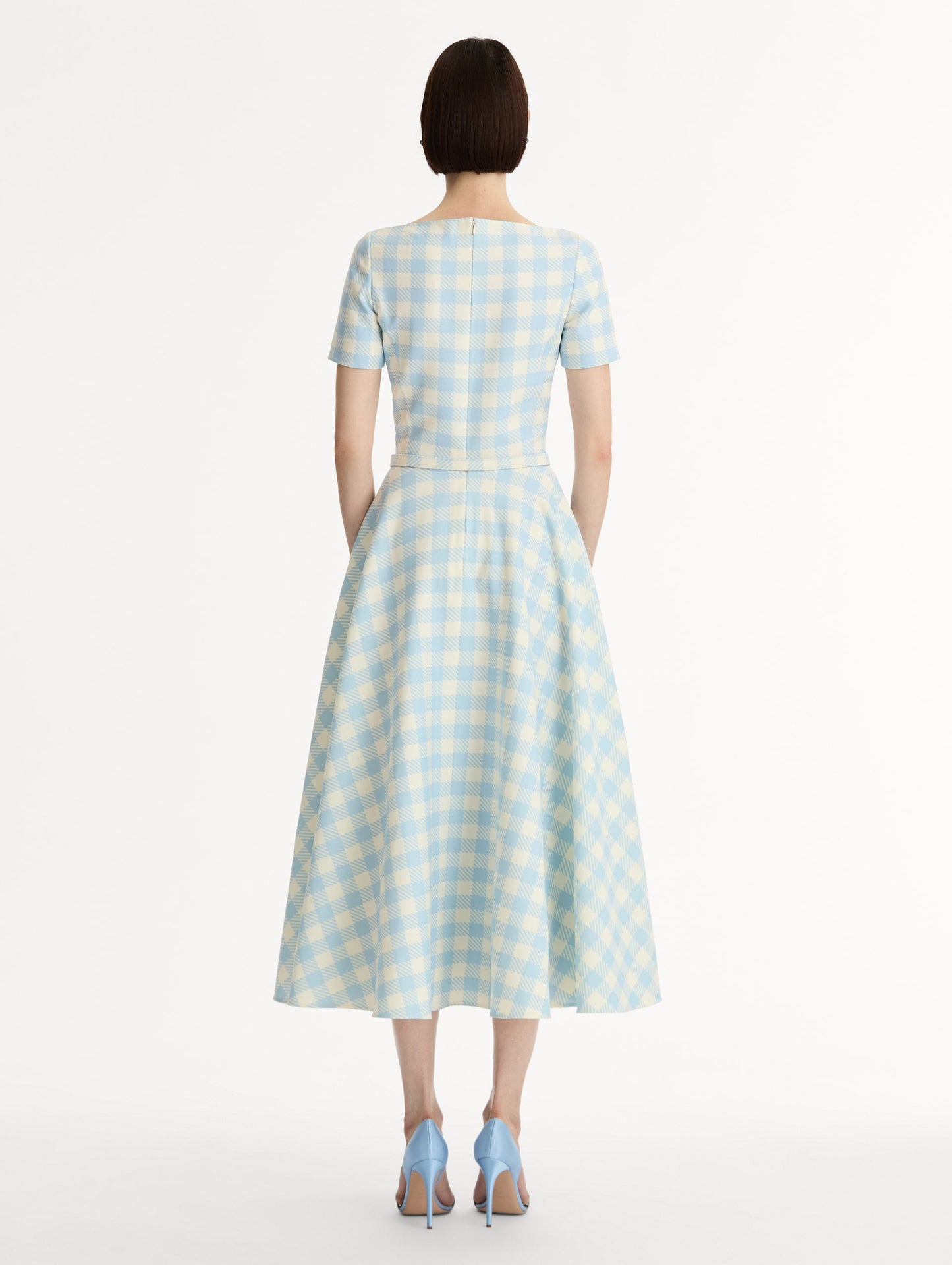 Gingham Wool-Blend Dress Ice/white / Oscar de la Renta