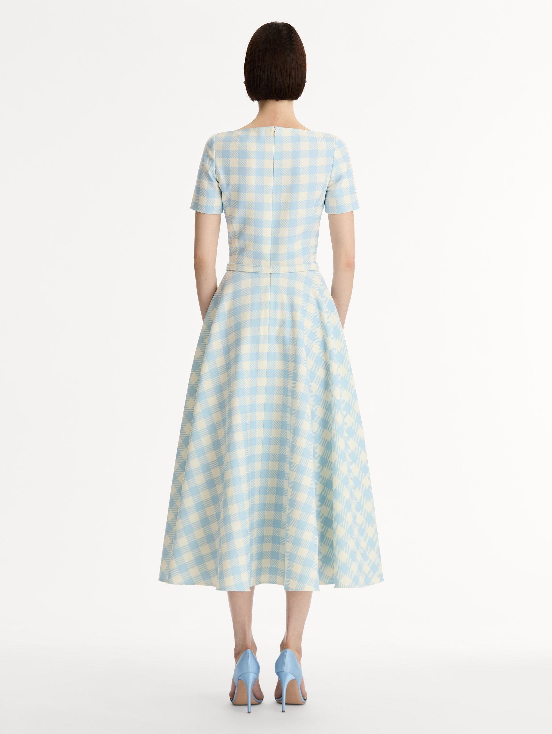 Gingham Wool-Blend Dress Ice/white / Oscar de la Renta