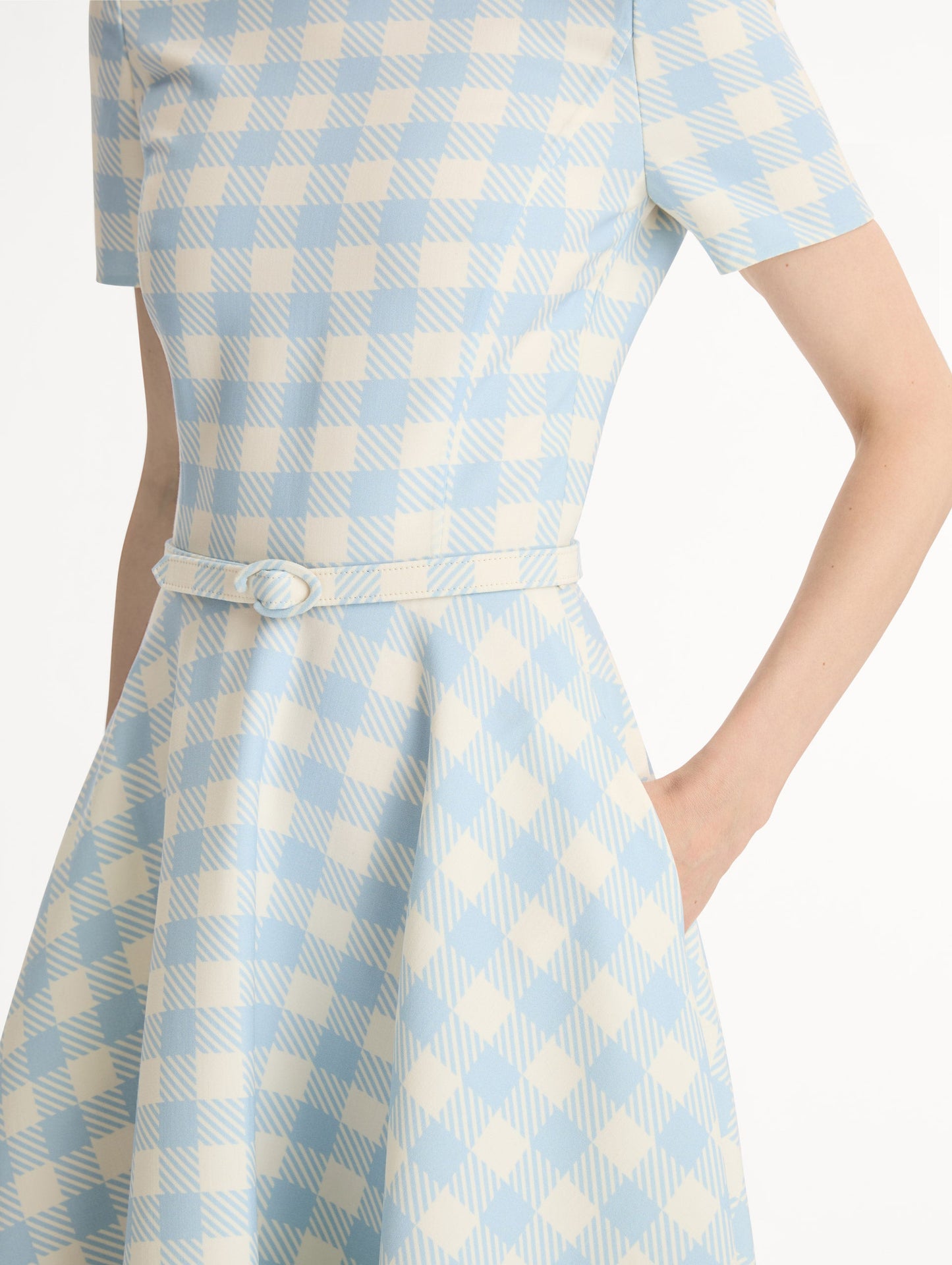 Gingham Wool-Blend Dress Ice/white / Oscar de la Renta