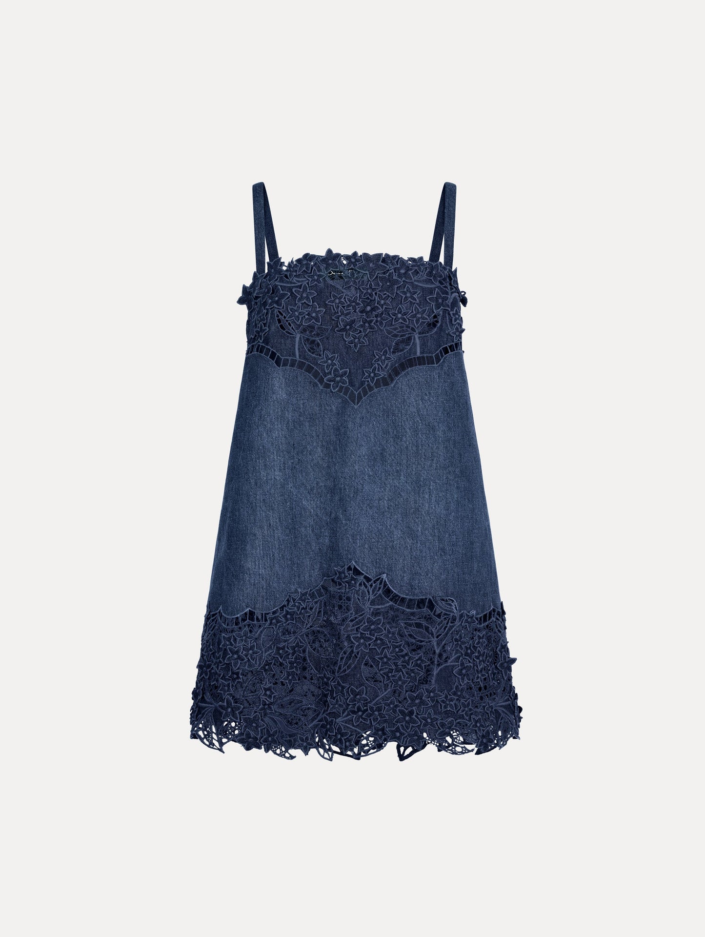Porcelain Flower Cutout Denim Dress Medium wash denim / Oscar de la Renta