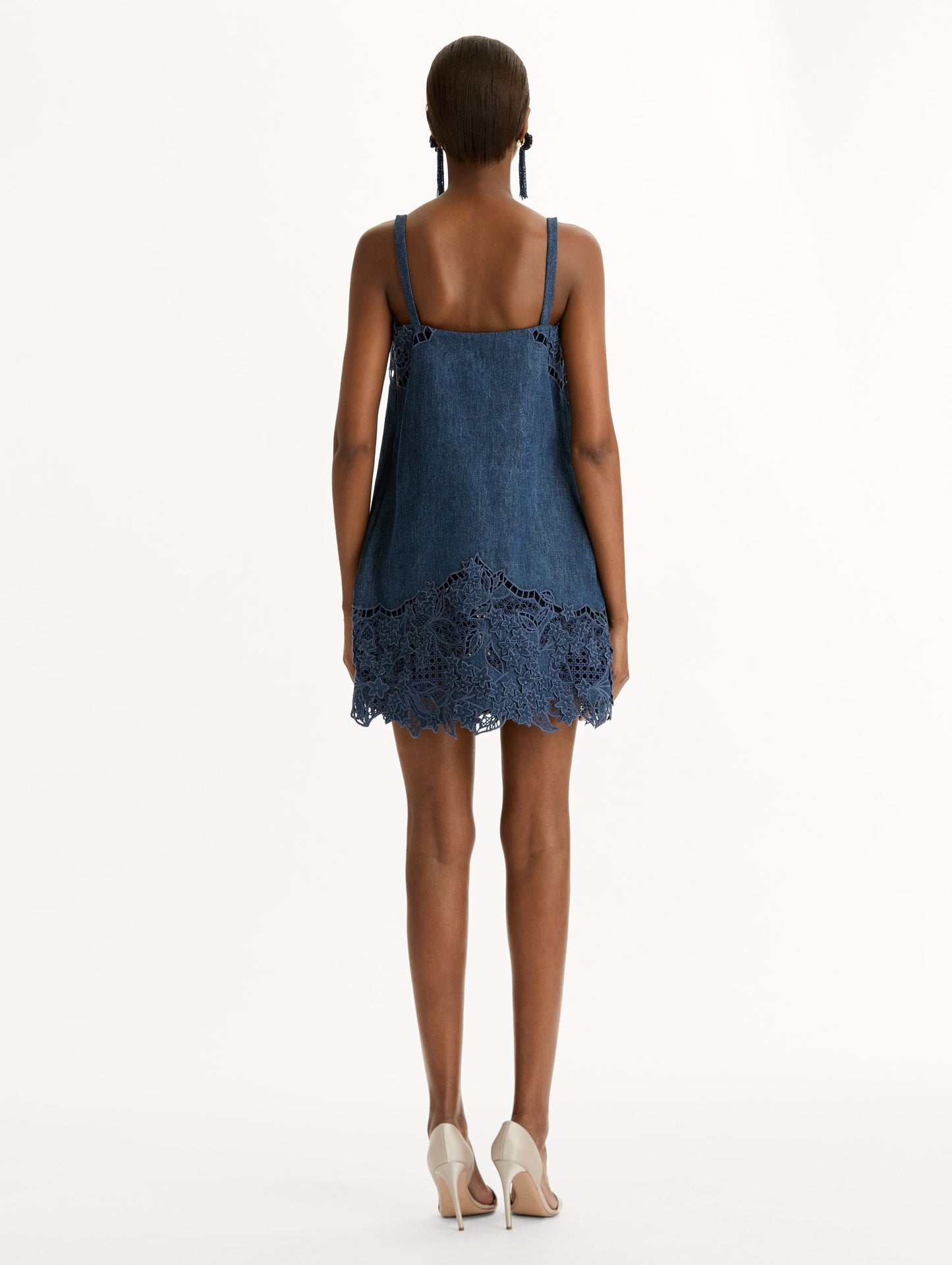 Porcelain Flower Cutout Denim Dress Medium wash denim / Oscar de la Renta