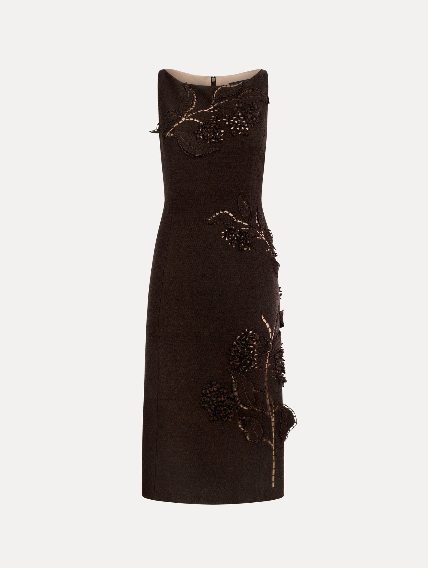 Porcelain Flower Cutout Dress Mahogany / Oscar de la Renta