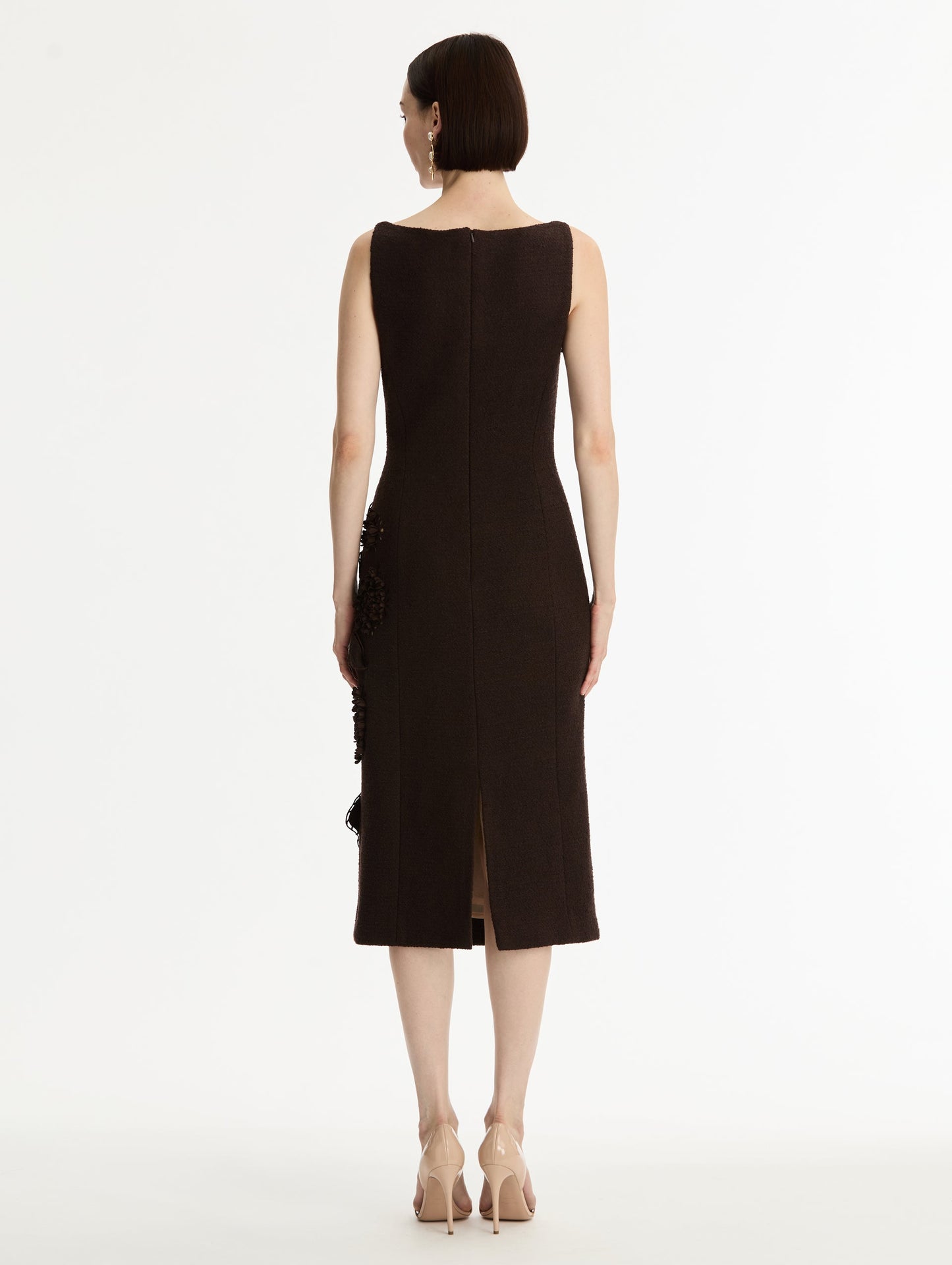 Porcelain Flower Cutout Dress Mahogany / Oscar de la Renta